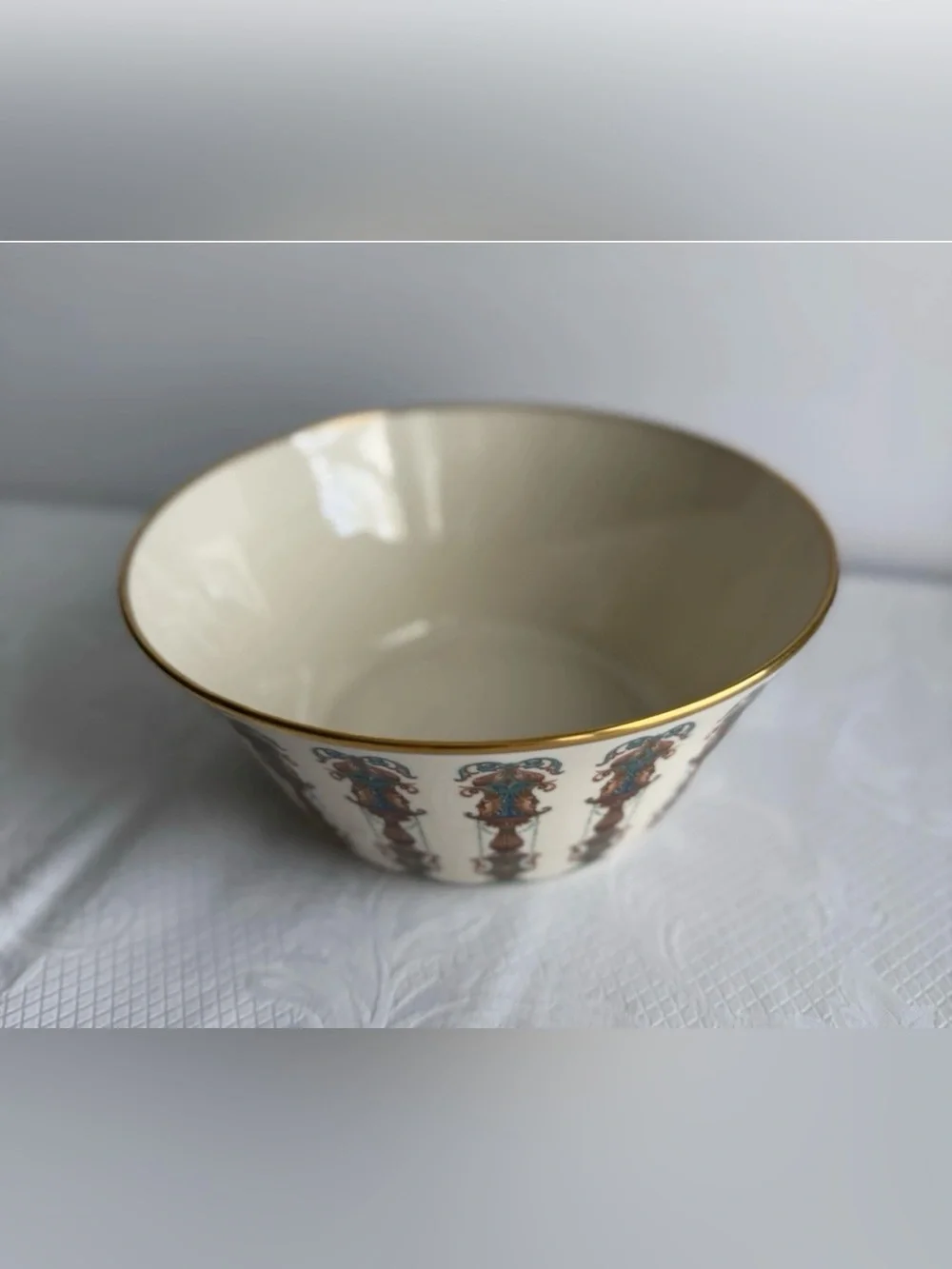 Lenox Lido 10.5” Serving Bowl – Turquoise & 24K Gold Trim